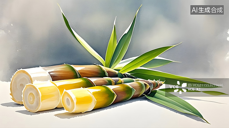 【AI数字艺术】水彩画竹笋静物写生图片素材