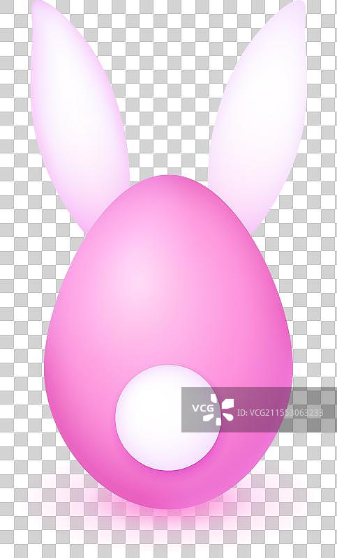 粉色复活节彩蛋，带有兔耳朵的背面视图图片素材