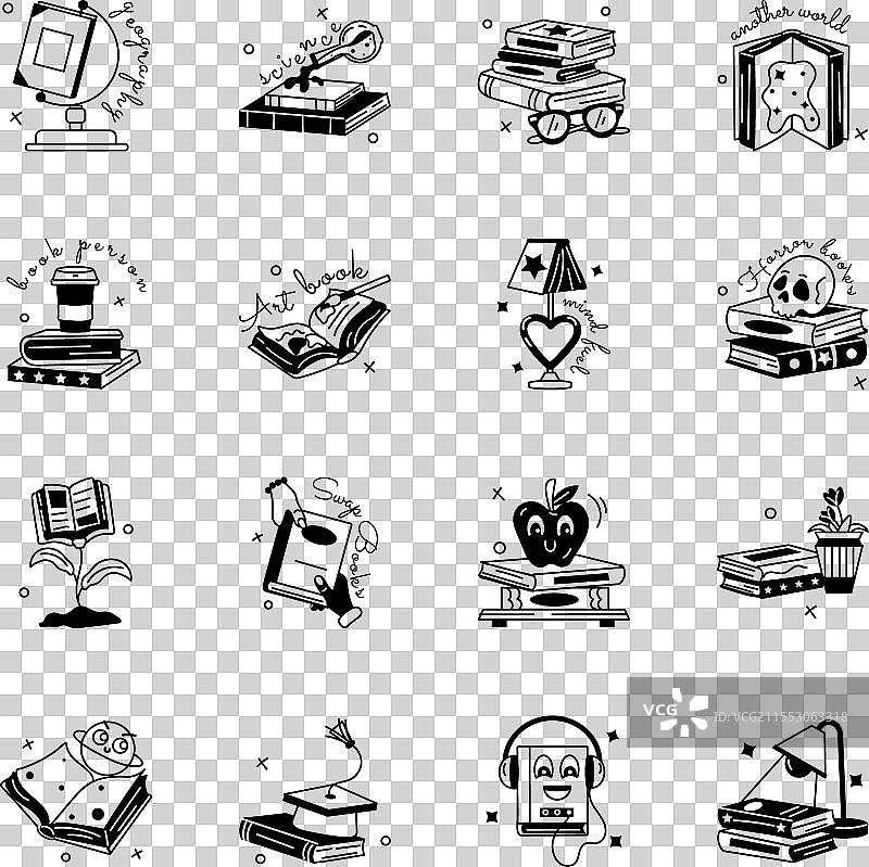 现代阅读书籍图标贴纸包图片素材