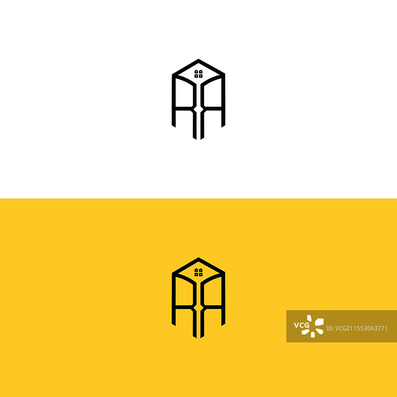 创意的初始字母RR盒子房屋标志图片素材
