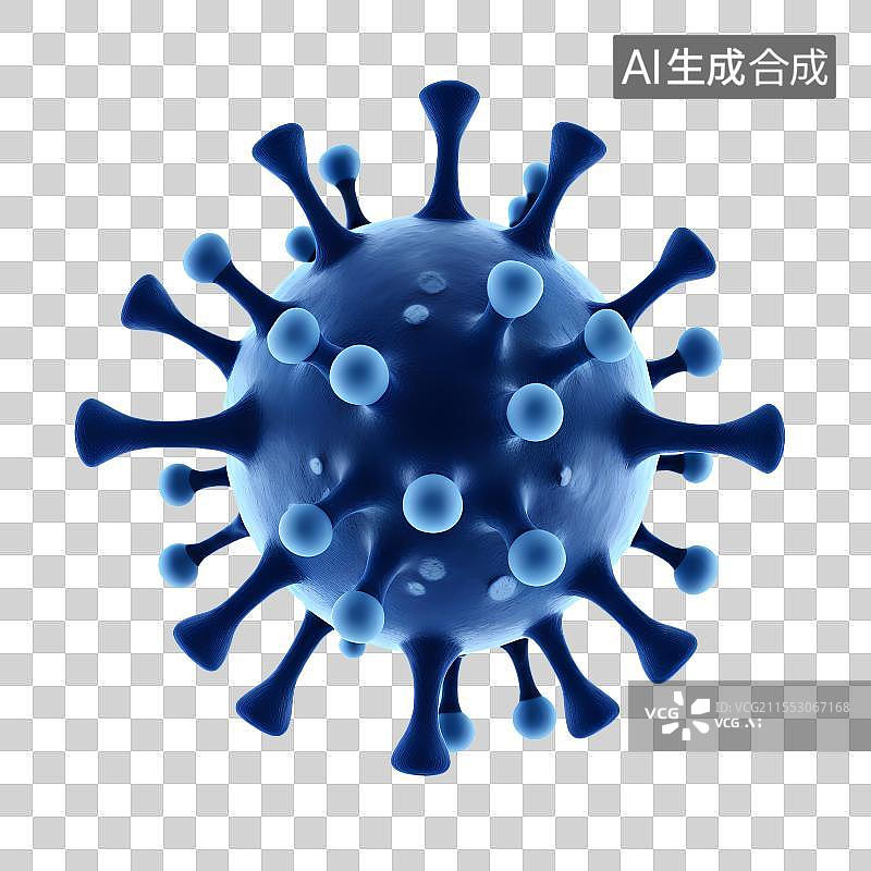 【AI数字艺术】3D渲染，流感病毒，病原体，冠状病毒，传染病医疗保健免抠元素图片素材