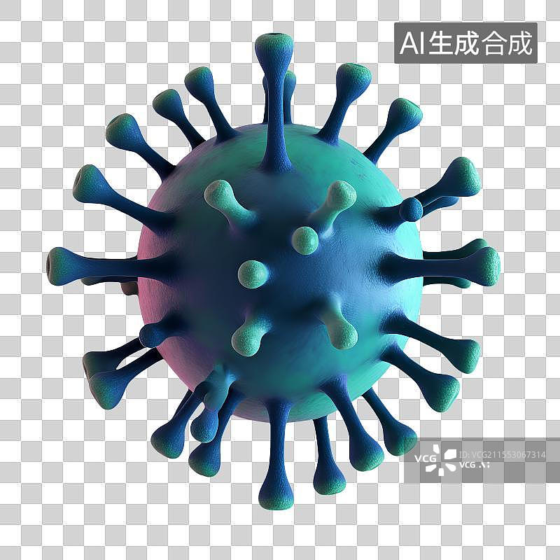 【AI数字艺术】3D渲染，流感病毒，病原体，冠状病毒，传染病医疗保健免抠元素图片素材