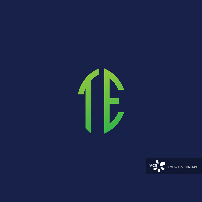 创意字母“te”与生态叶子形状结合图片素材