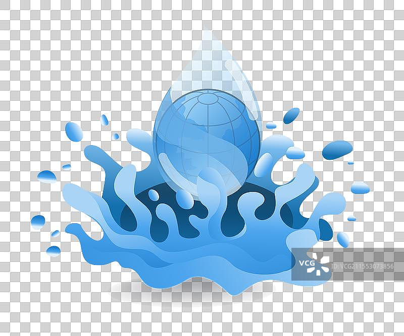 清澈水源平面等距三维图图片素材