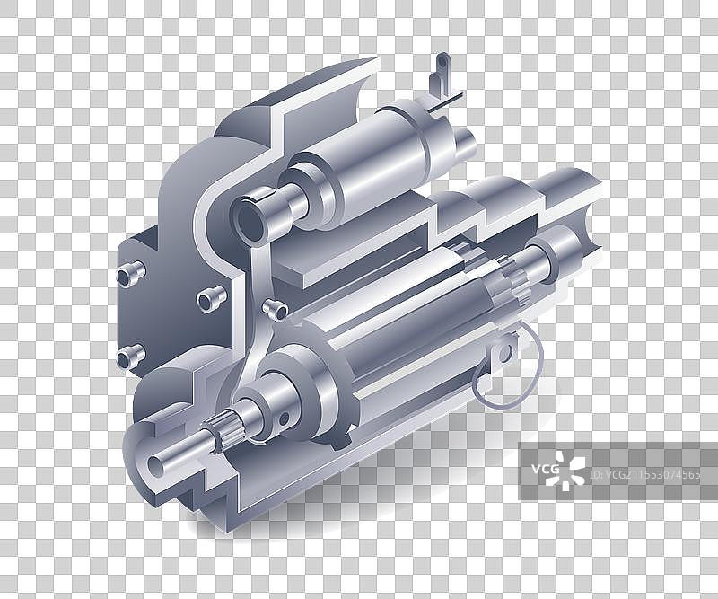 发动机发电机的深切面平面等距三维图图片素材