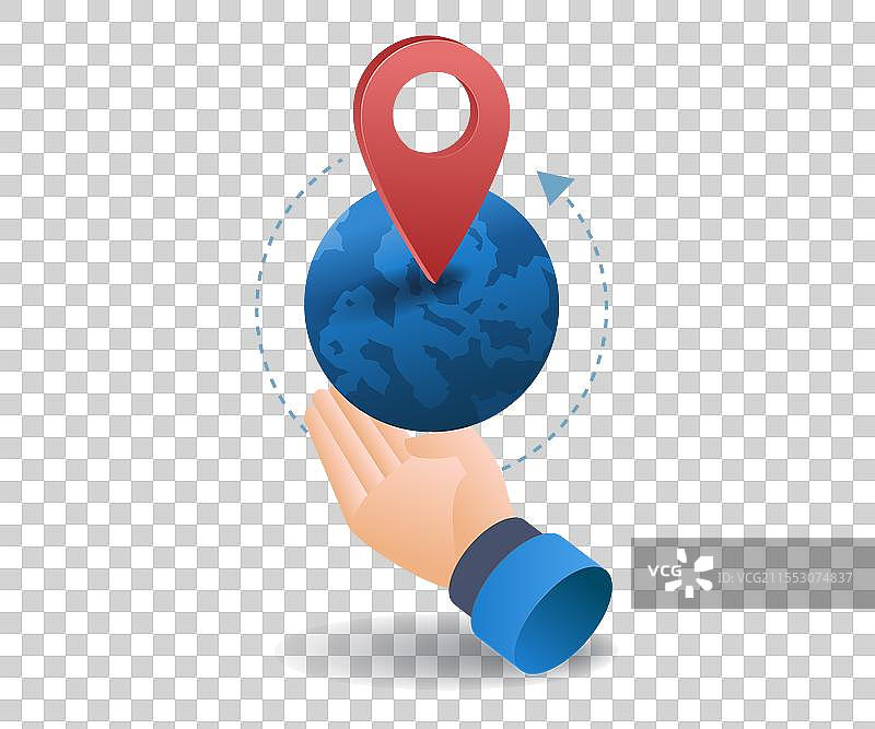 地球地图位置图钉平面等距3D图形图片素材