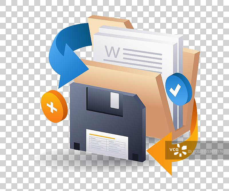 硬盘文件夹数据存储平面等距3D图形图片素材