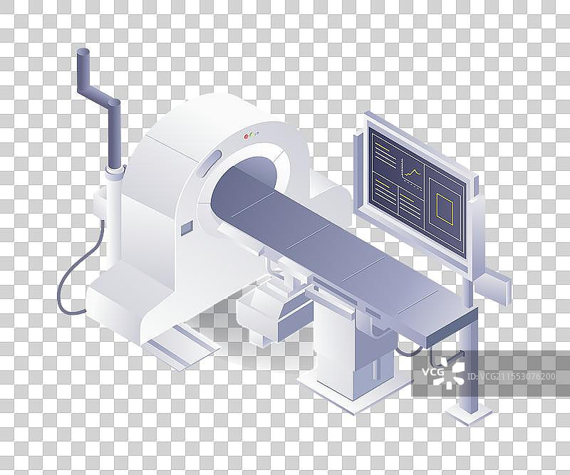 医疗设备 CT 扫描患者平面等距图图片素材