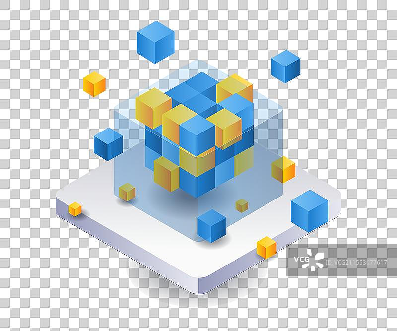 区块链网络技术盒子图片素材