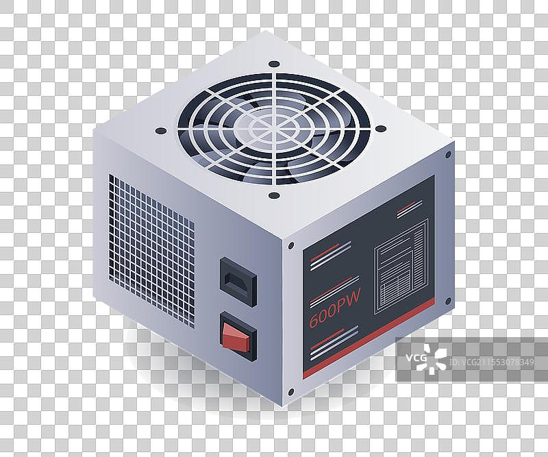 高速计算机电源扁平等距三维图形图片素材