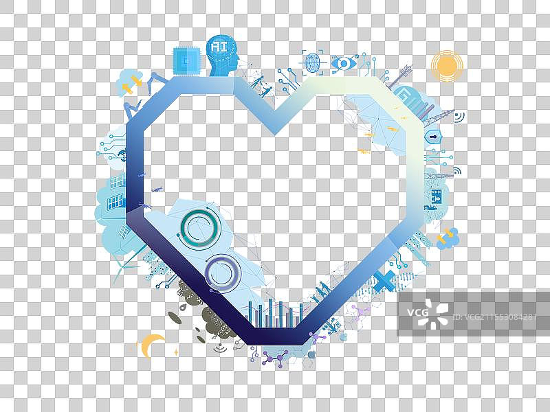 科技心形框架，带角，EPS 10图片素材