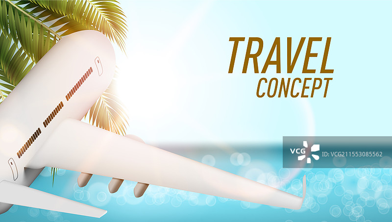 3D白色喷气飞机起飞旅行概念图片素材