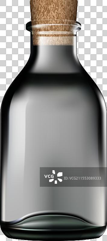 带软木塞的空玻璃瓶，孤立在白色背景上图片素材