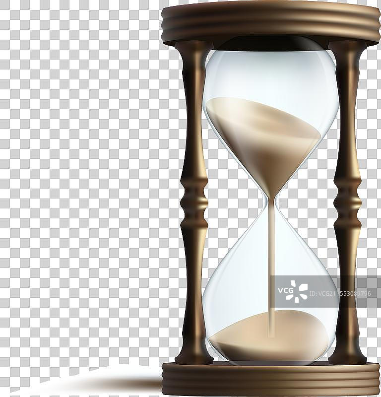 木框架中的3D真实透明沙漏图片素材