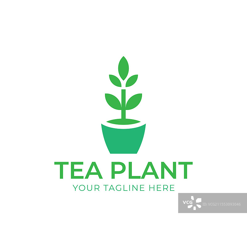 创意扁平茶叶植物logo设计模板图片素材