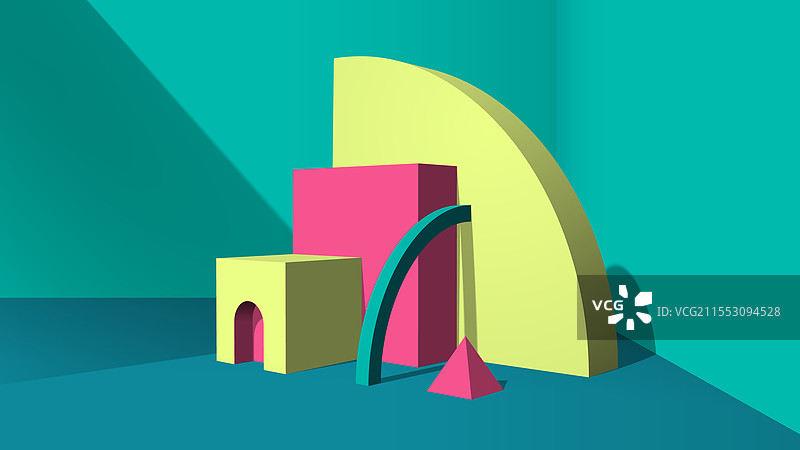 抽象的黄色三维物体或元素图片素材