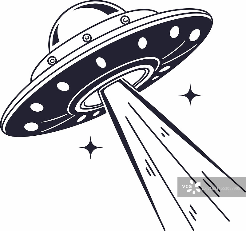 飞船图标，一个带有发光灯光的 UFO图片素材