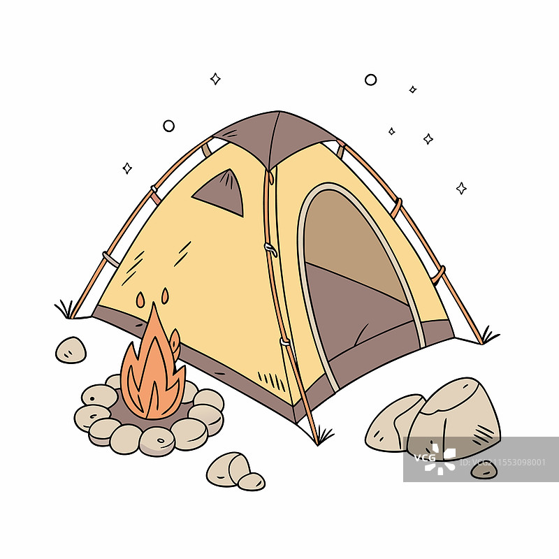 帐篷与篝火图标图片素材
