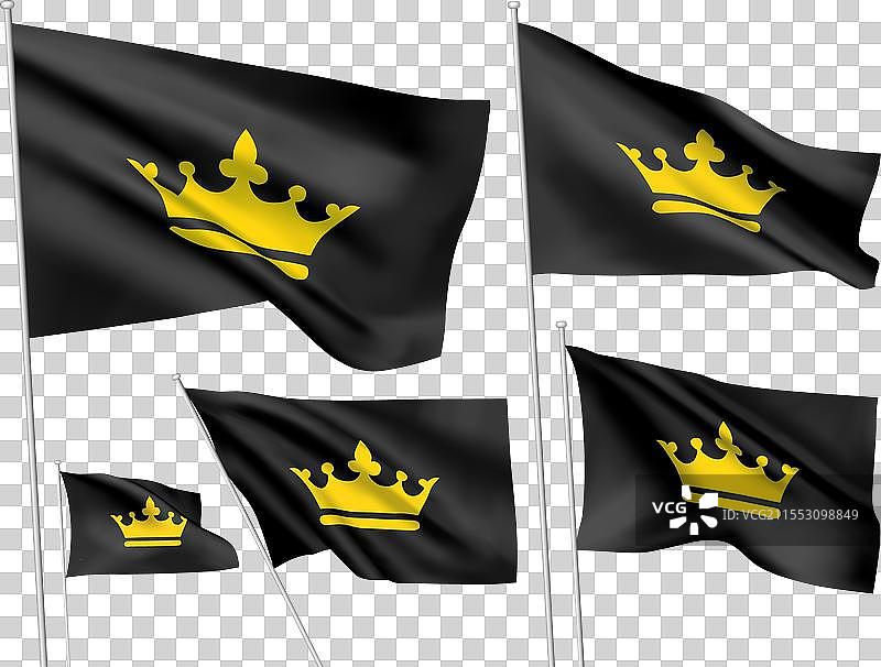 黑色旗帜上的王冠图片素材