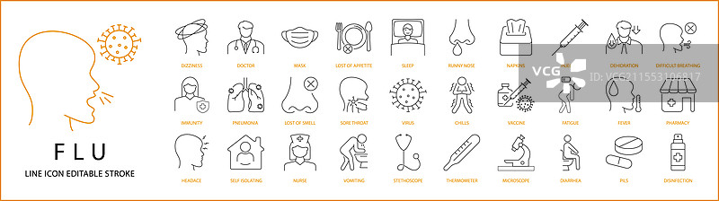 流感图标集图片素材
