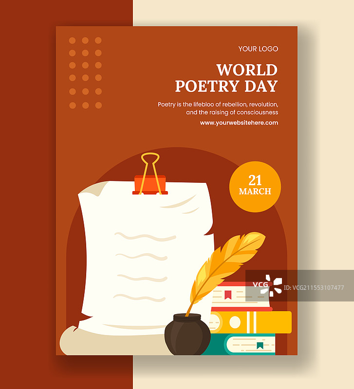 世界诗歌日社交媒体的扁平卡通图像图片素材