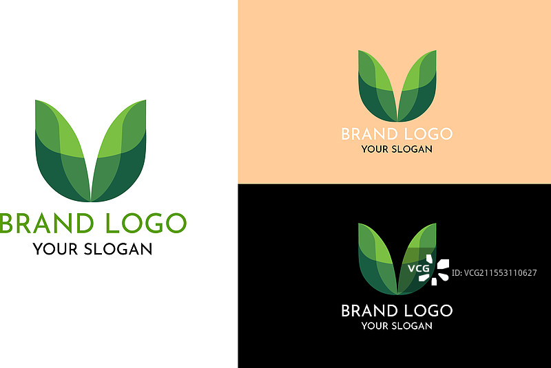 绿色叶子品牌标志设计图片素材