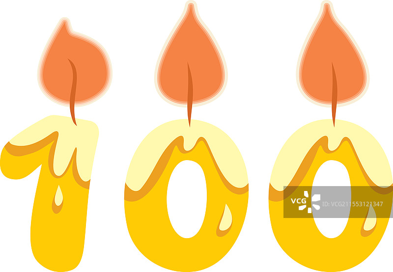 数字一百形状的蜡烛卡通设计图片素材