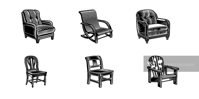 复古沙发椅复古家具素描图片素材