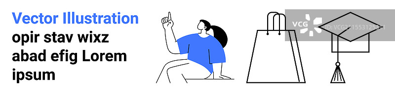 举手指的男人与购物袋图片素材