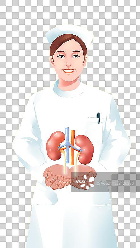 医疗关爱肾脏医生卡通元素图片素材