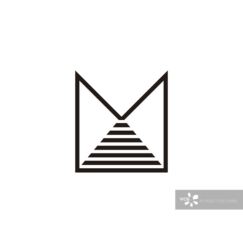 字母M条纹路径楼梯简单标志图片素材