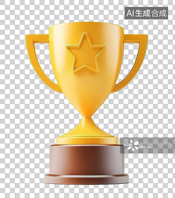 【AI数字艺术】3D奖杯第一获胜优秀免扣元素图片素材