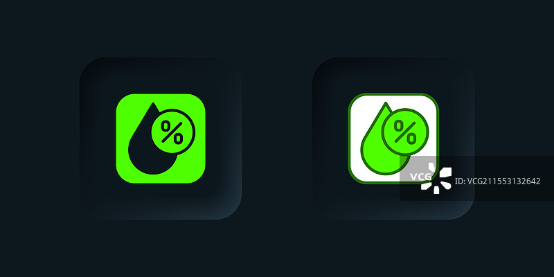 绿色水滴百分比图标，独立于背景图片素材