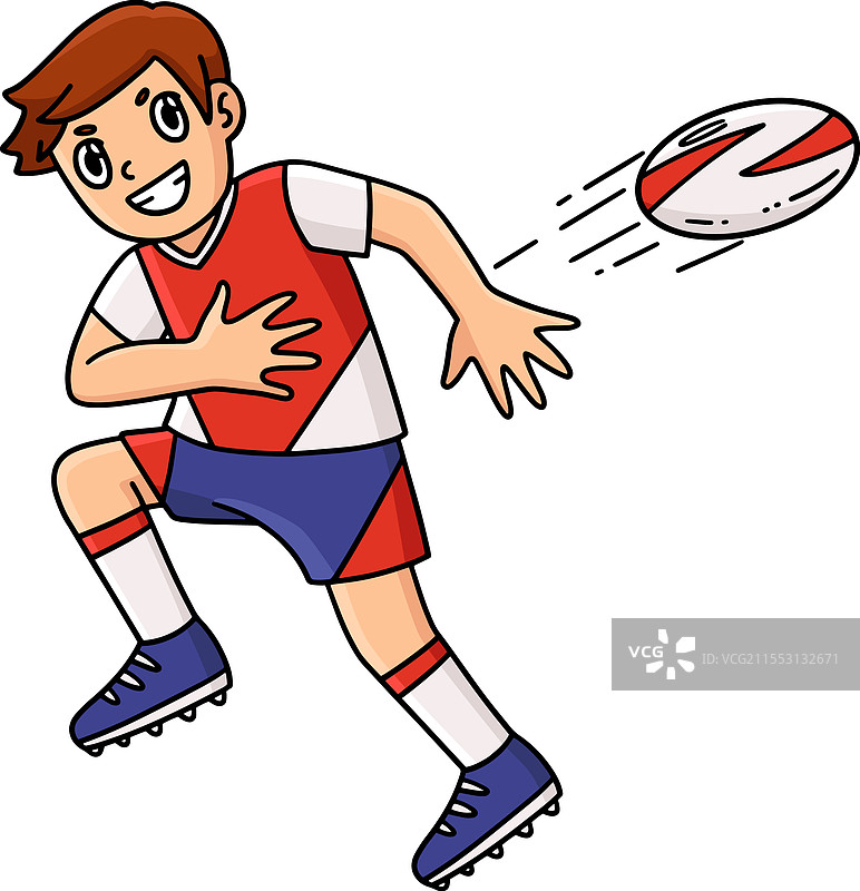 橄榄球运动员向后传球的剪贴画图片素材