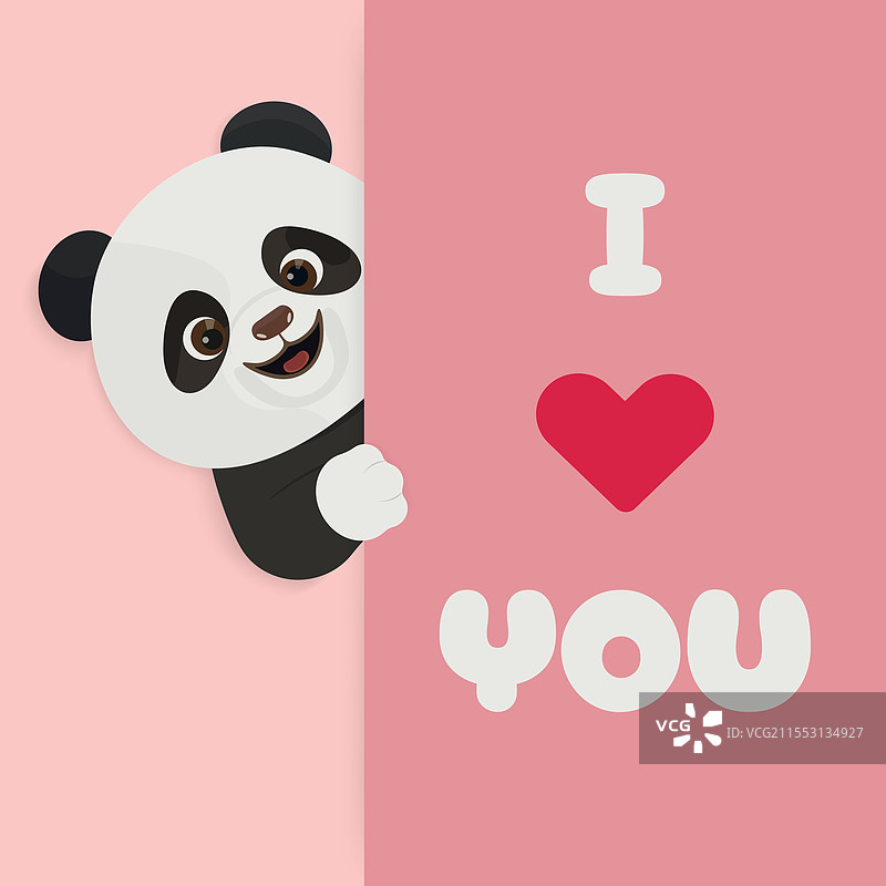 可爱的熊猫角色以顽皮的方式表达爱意图片素材