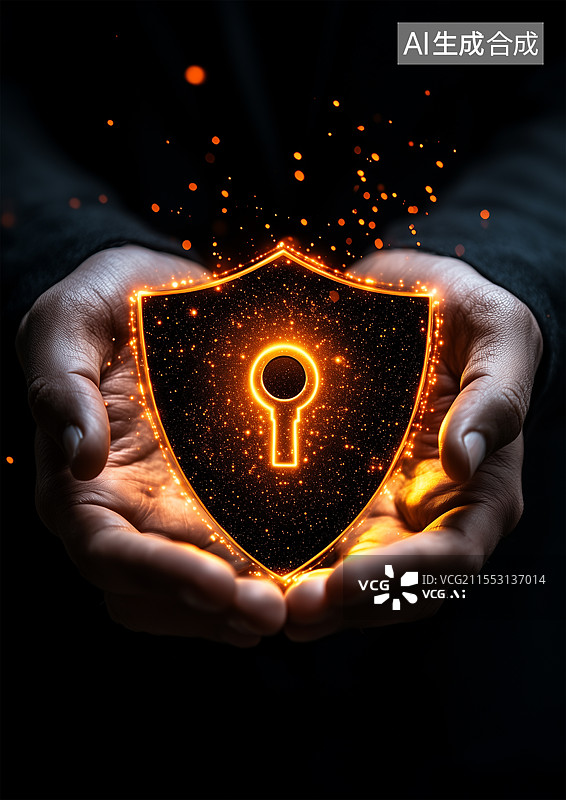 【AI数字艺术】手上拿着安全护盾图片素材