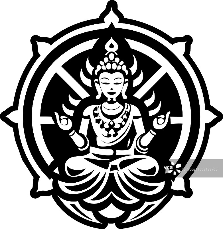 观音菩萨符号图标，实心风格图片素材