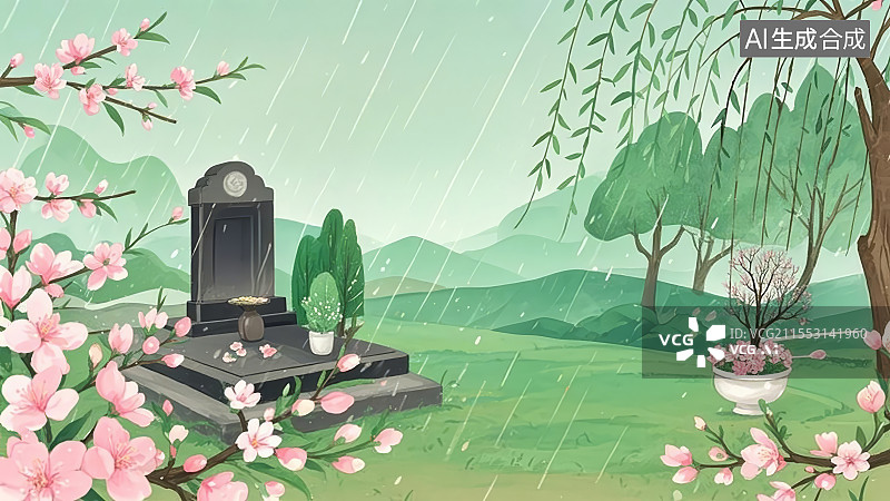 【AI数字艺术】二十四节气-清明祭祖图片素材