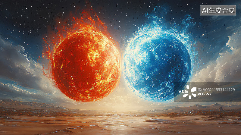 【AI数字艺术】灵珠魔丸冰与火图片素材