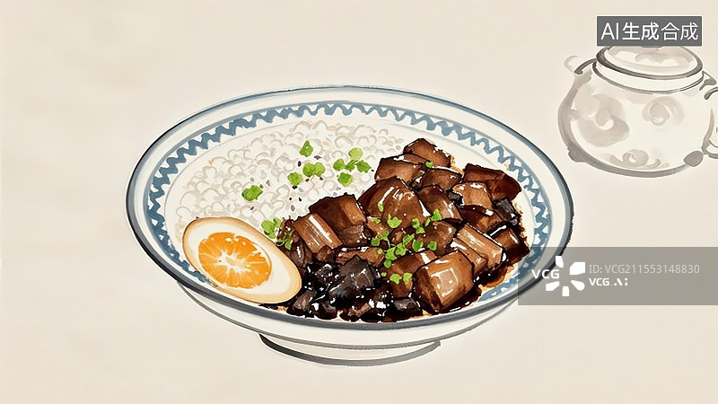 【AI数字艺术】传统美食-卤肉饭图片素材