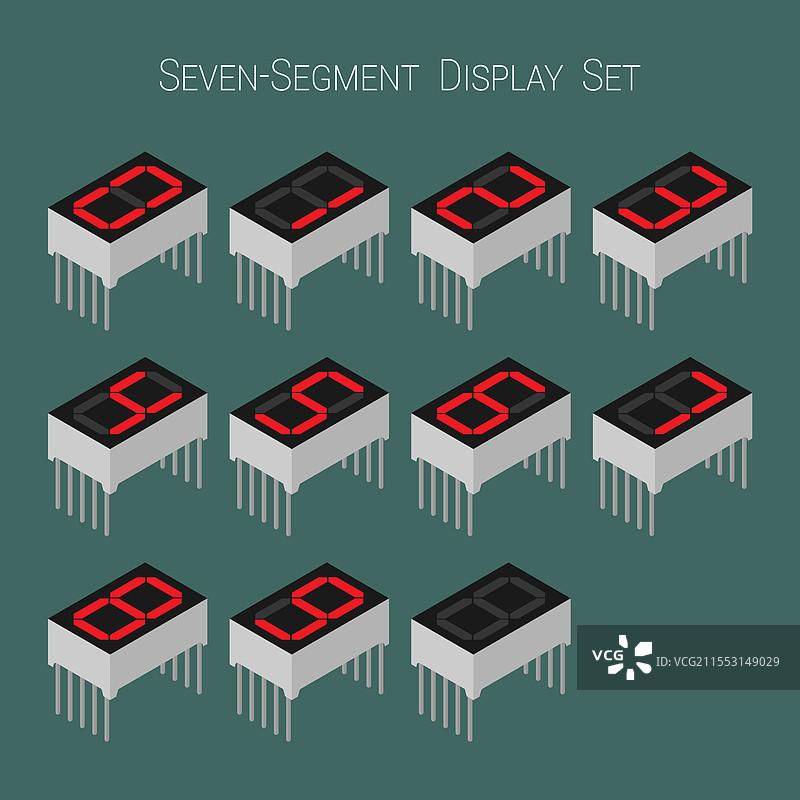 等角七段显示器套件图片素材