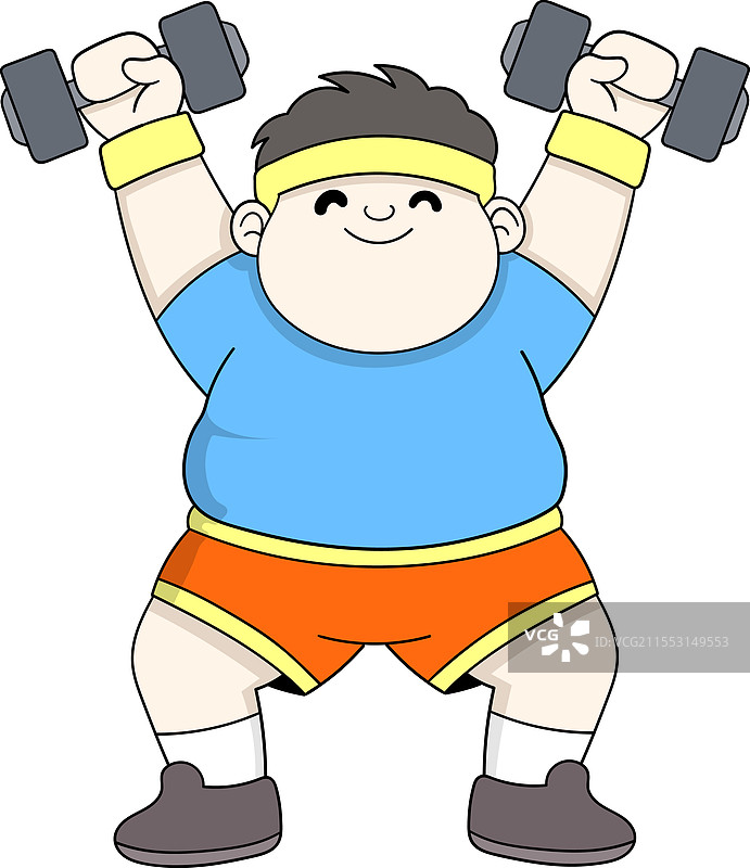 卡通角色举着哑铃进行宣传图片素材