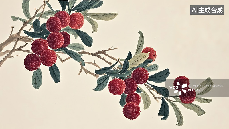 【AI数字艺术】特色水果-仙居杨梅图片素材