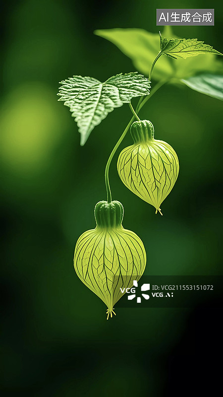 【AI数字艺术】清新户外灯笼花特写图片素材