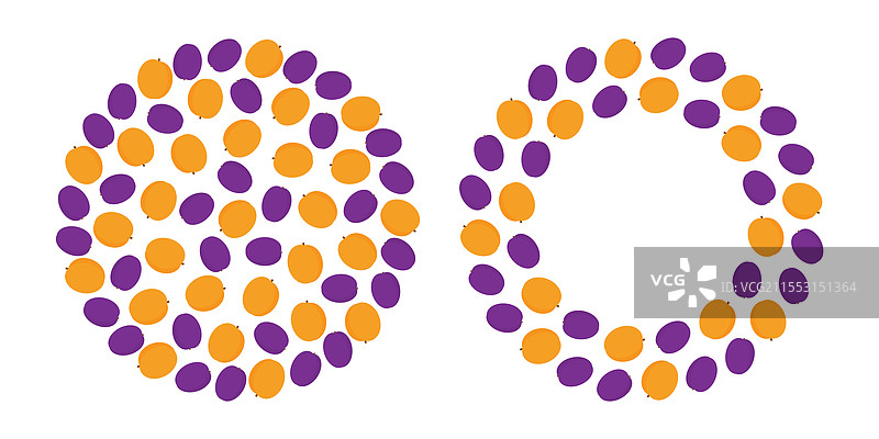 梅子和杏子的圆形背景与圆形设计图片素材