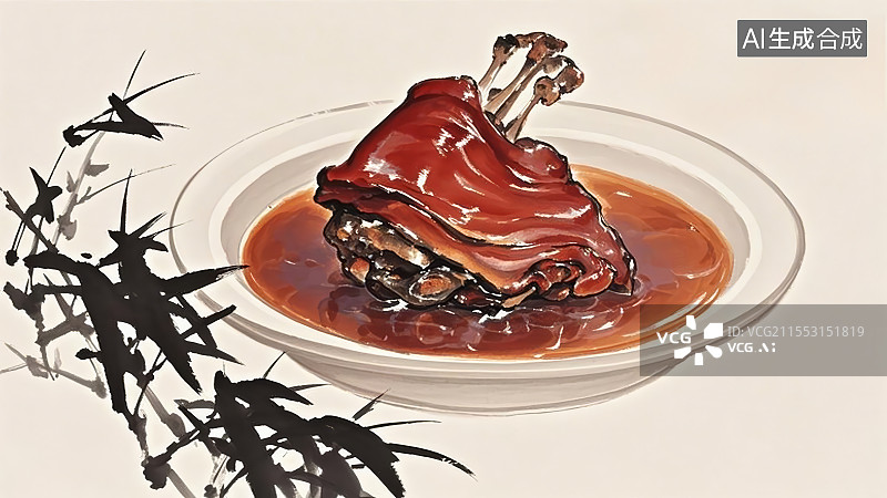 【AI数字艺术】传统美食-红烧蹄膀图片素材