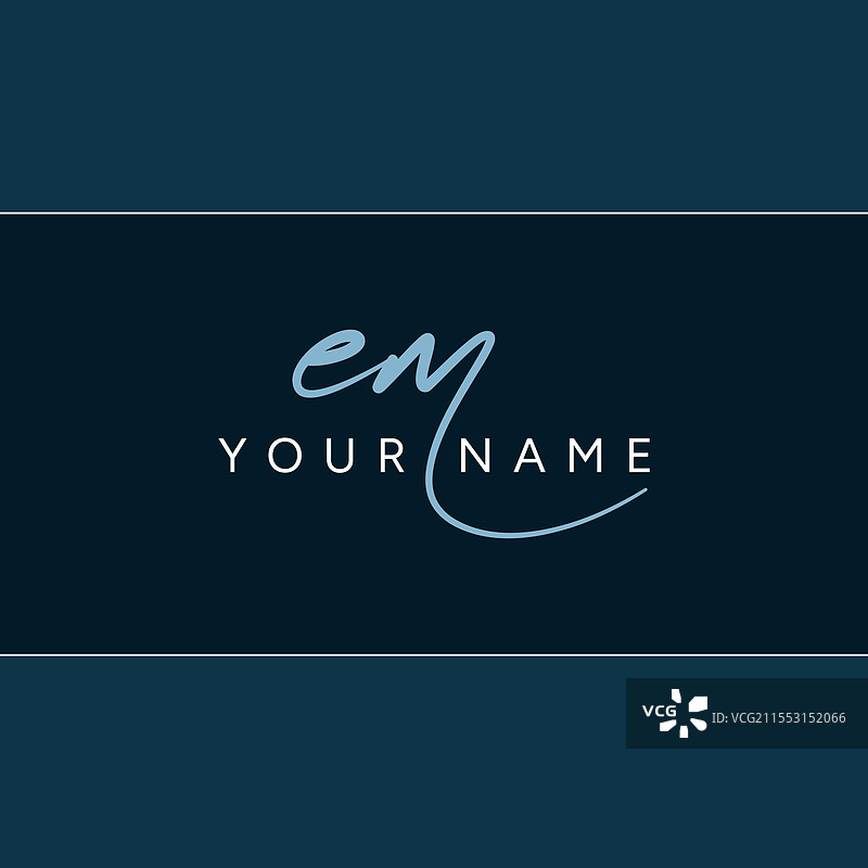 手写签名logo，字母em的首字母设计图片素材