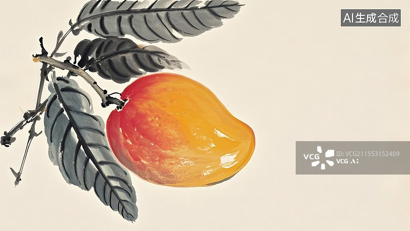 【AI数字艺术】芒果-写意插画图片素材