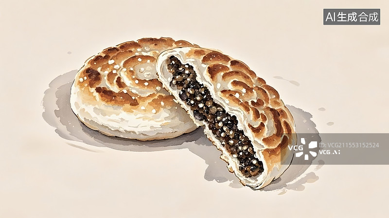 【AI数字艺术】传统美食-芝麻烧饼图片素材