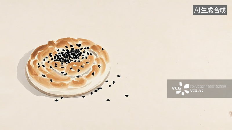【AI数字艺术】传统美食-芝麻烧饼图片素材